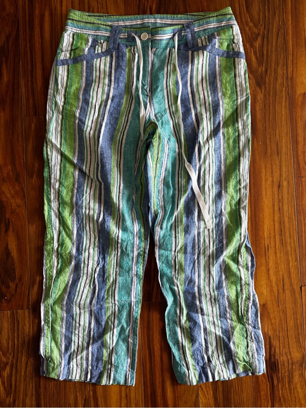 Jones New York Striped Lounge Pants in Green, Blue & White